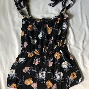 Black with sunflowers romper extra small